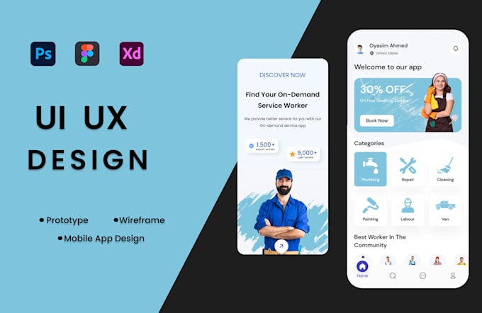 Design mobile app ui ux mockups by Az_ui__designer | Fiverr