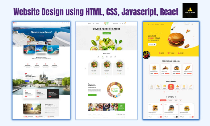Website design using html css javascript react mern stack by Digital ...