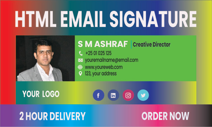 Create Html Email Signature Outlook Signature Mail Signature By Smashraf128 Fiverr