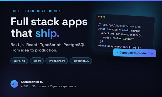 build a full stack web app in next js, react, typescript and postgresql