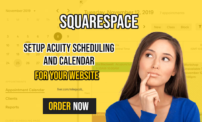 Add acuity scheduling and calendar in your squarespace website