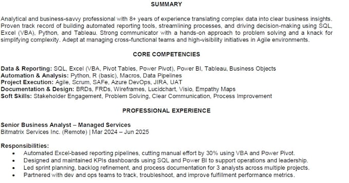 write a professional ats optimized resume