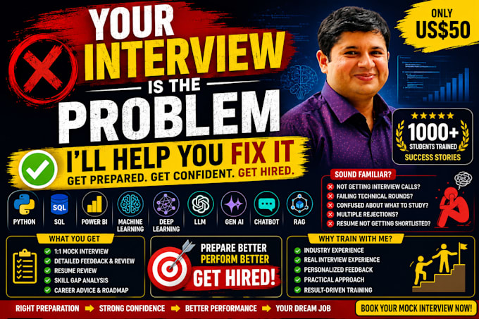 train you with mock interviews for data science  job success