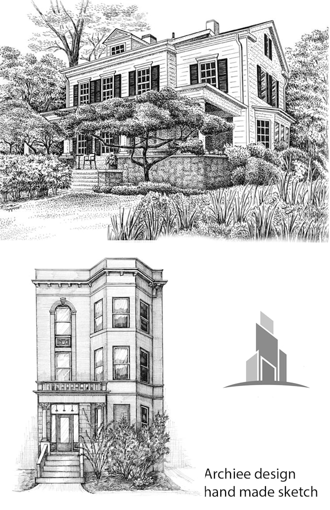 Convert your architectural render into pencil and ink sketch by