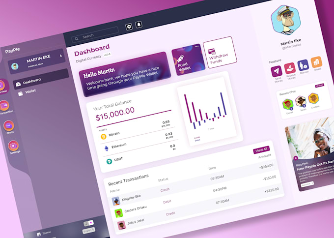 Create modern dashboard design, web app ui ux design or admin panel by ...