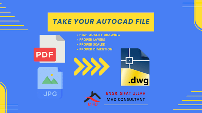 Convert your pdf, image or sketch drawing to autocad by Sifatullah_arch ...