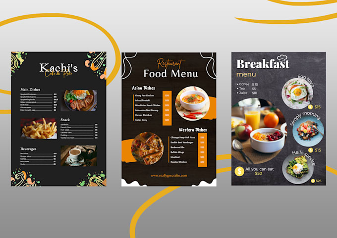 design creative food menus, restaurant menu and cafe menu