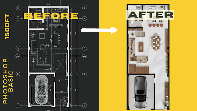 Render your floor plans in photoshop by Andres_solano | Fiverr