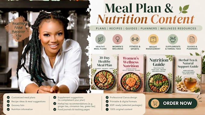 create customized meal plan, diet plan, nutrition journal guide wellness planner