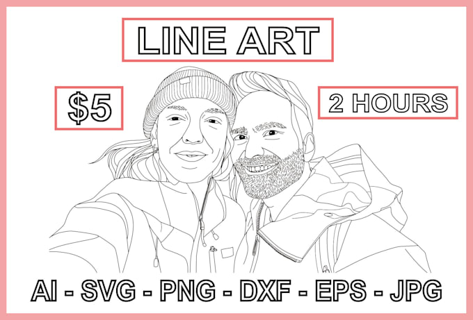 create a vector line art any product outline drawing illustrations 24hour