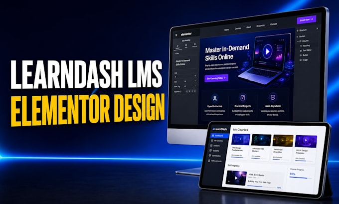 design a learndash wordpress lms website with elementor