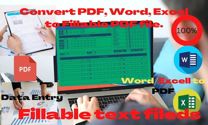 convert the document to fillable PDF, data entry and any PDF