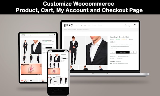 design custom woocommerce product page, checkout page, and cart page