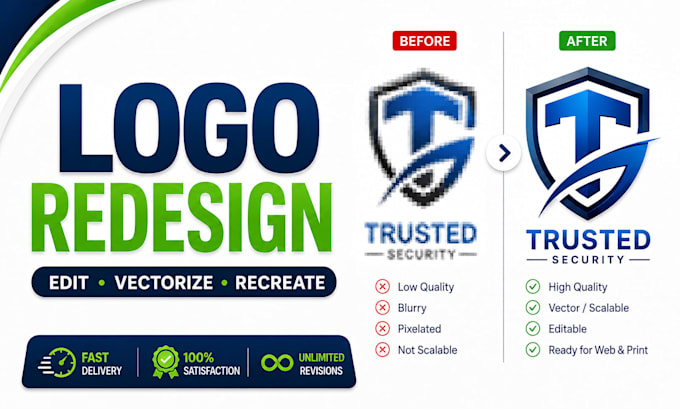 redesign, edit, vectorize or recreate your logo