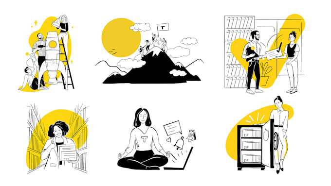 create web and app illustrations for storytelling and branding