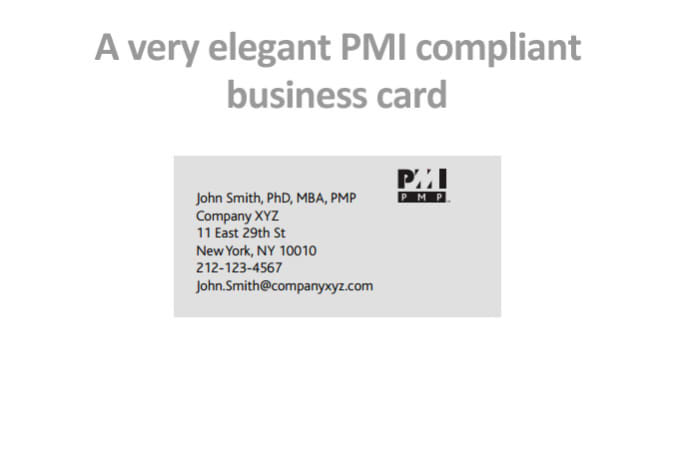 Design a pmi compliant business card for pmp certified professionals by