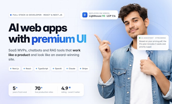 build your ai saas or full stack ai web app with premium nextjs UI