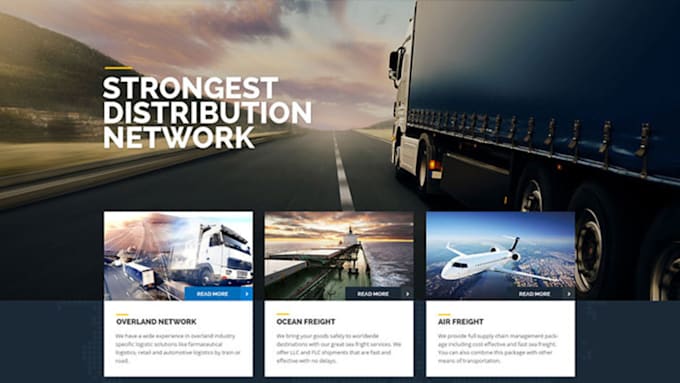 design an optimized logistics website trucking, transport cargo dispatch website
