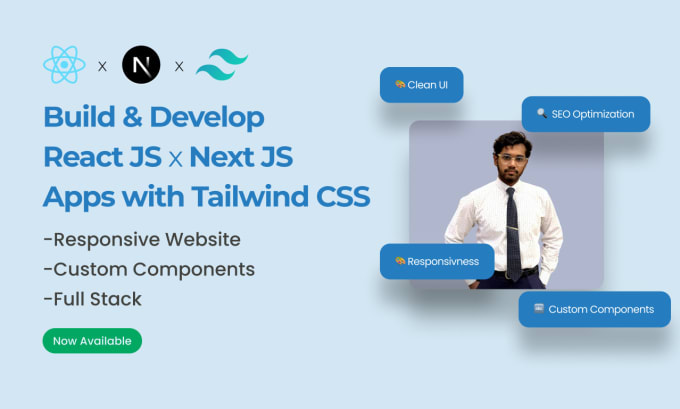 Build develop react js next js website with tailwind css by Hassamj2 ...