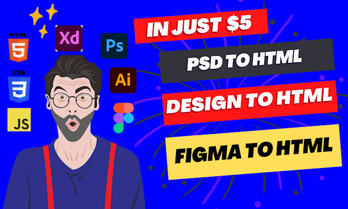 Convert your psd, figma and design files to professional html,css and ...