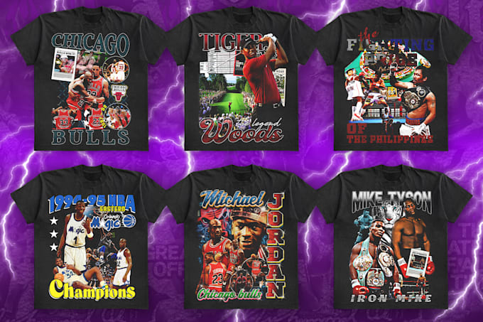 make vintage 90s sport, rap bootleg shirt design