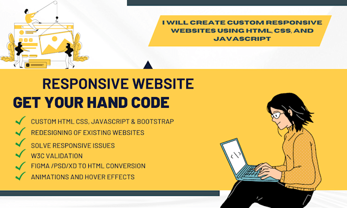 Create custom responsive website using html, css, and javascript by ...