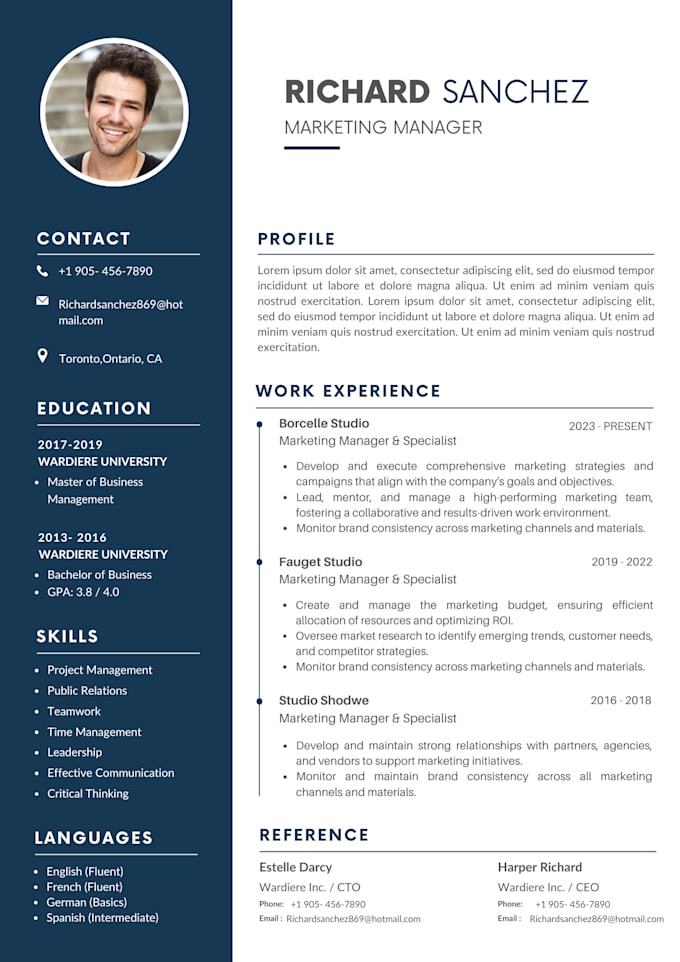 write a professional resume, also redesign according to your choice