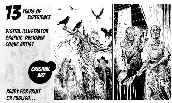 draw your book in digital line art in vintage pulp magazine style