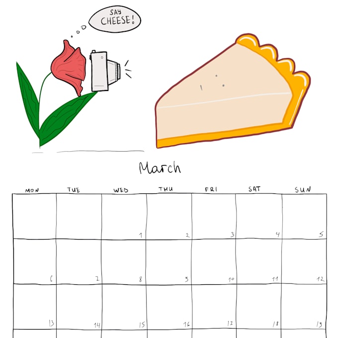 Send you a pdf file of a digital printable calendar i have created by ...