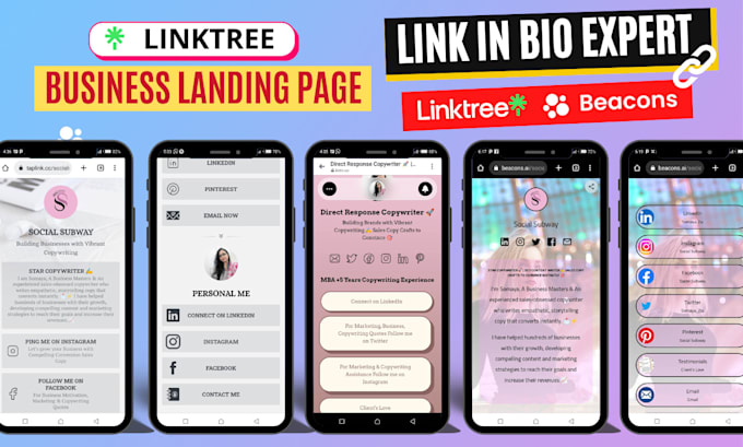 setup customize linktree bio link, beacons, linkpop, taplink