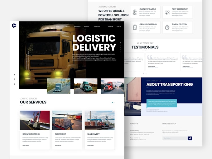 Logistics website, trucking website, cargo website, transport website