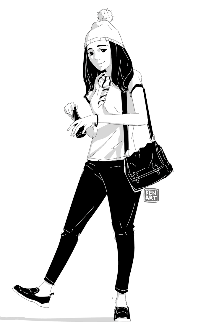 Black and white drawing character by Henintsoakenser Fiverr