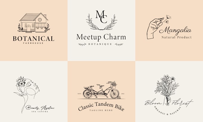 design botanical boho hand drawn and feminine logo