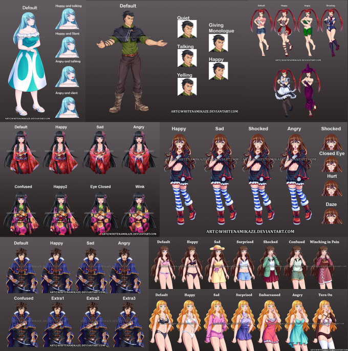 Dibuja sprites de personajes de anime para tu juego de novela visual
