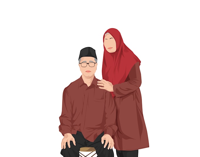 make a simple couple portrait vector art