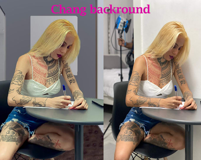 do photoediting, backround change, cartoon types of picture,