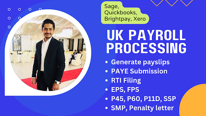 provide UK payroll processing, paye registration, rti filing, p45, p60, smp
