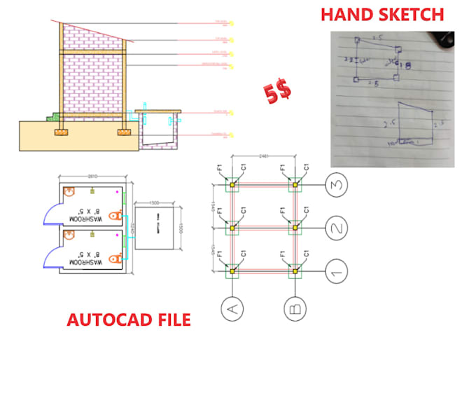 Make hand sketch to autocad file by Anshumansing264 Fiverr