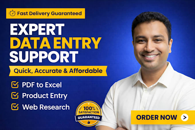 be personal virtual assistant for excel data entry,  copy paste, pdf to excel
