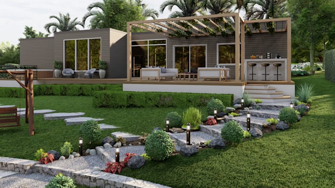 Design 3d model renders of your house garden, backyard by Nardosalemu ...