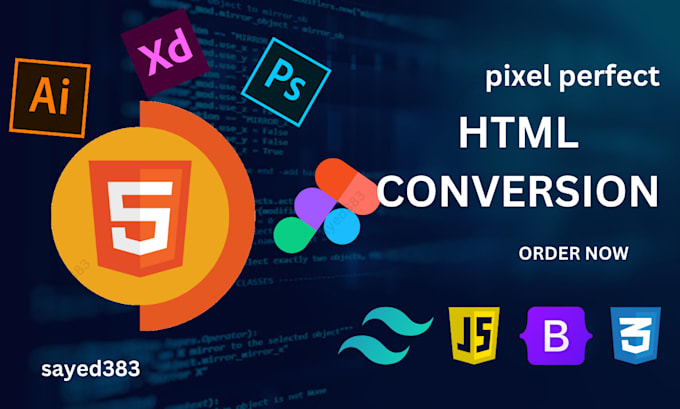 convert figma to html, xd to HTML, psd to html, responsive bootstrap 5