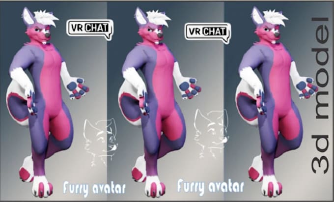 do vrchat avatar, furry avatar, fursona, 3d model for vtuber, vr, facerig