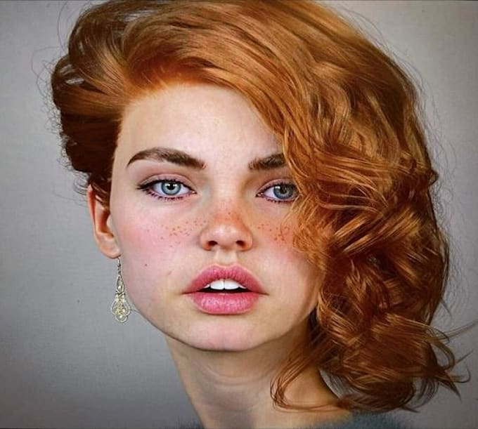 model 3d realistic character, 3d model, 3d hair model, realistic hair, grooming