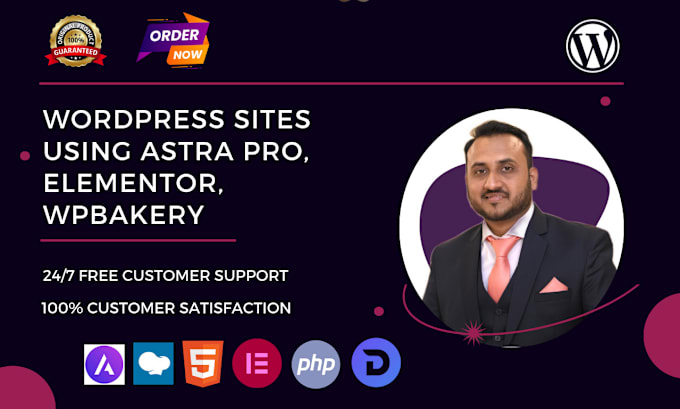build wordpress site with astra pro, elementor pro, wpbakery