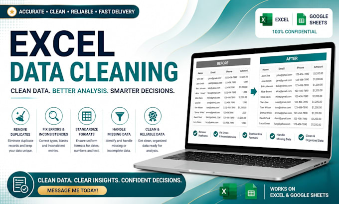 clean, format and organize your excel and google sheets data