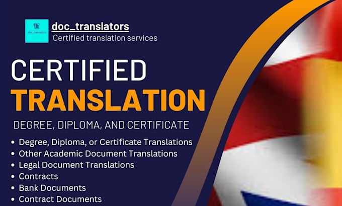 provide professionally certified translation of degree, diploma, and certificate