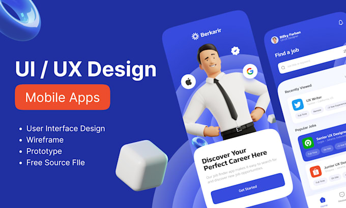 Design an attractive ui ux design of mobile apps by Arifkyf | Fiverr