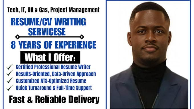 write tech resume, technical, IT, oil and gas, and project manager CV