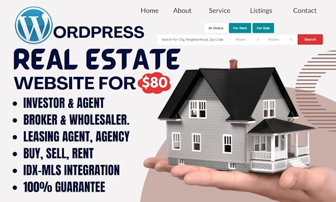 develop a modren real estate website in wordpress