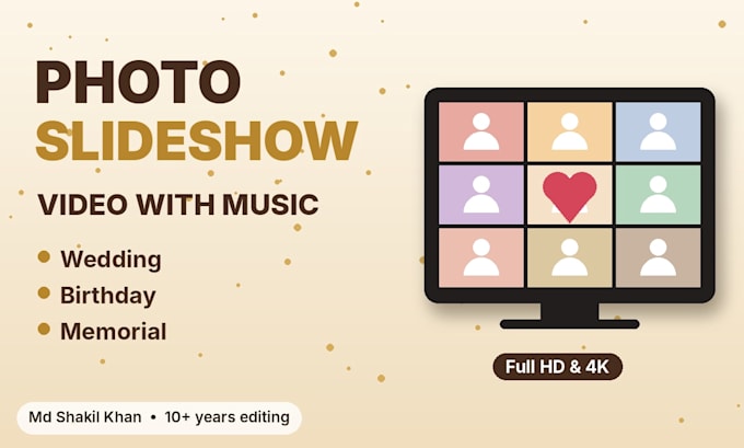 create a photo slideshow video for wedding birthday or memorial
